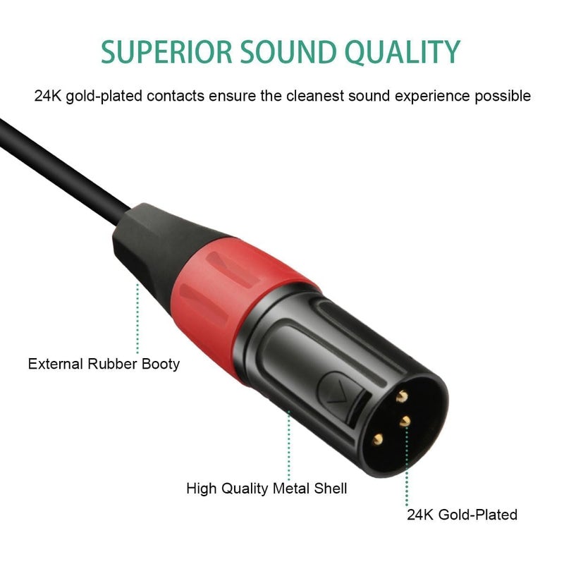JOMLEY محول XLR إلى 3.5 مم، موصل ستيريو صوتي أنثوي 3.5 مم 1/8 بوصة إلى ذكر XLR - 1 قدم - Image 3